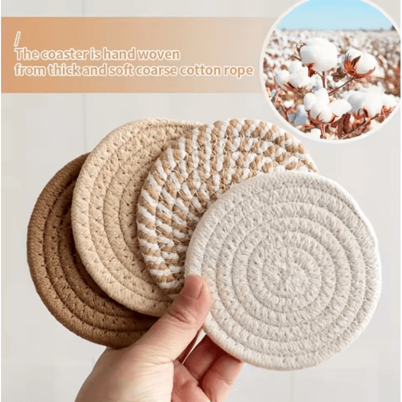 Absorbent Coasters Set 8 Pcs Minimalist Brown Drink Mats For Home And Bar 4