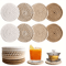Absorbent Coasters Set 8 Pcs Minimalist Brown Drink Mats For Home And Bar 6
