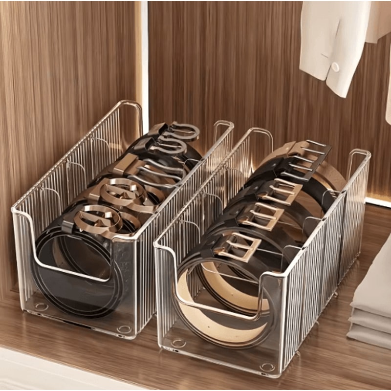 Acrylic Belt Storage Box Large Capacity Divided Organizer 1 To 2 Pc Set 1