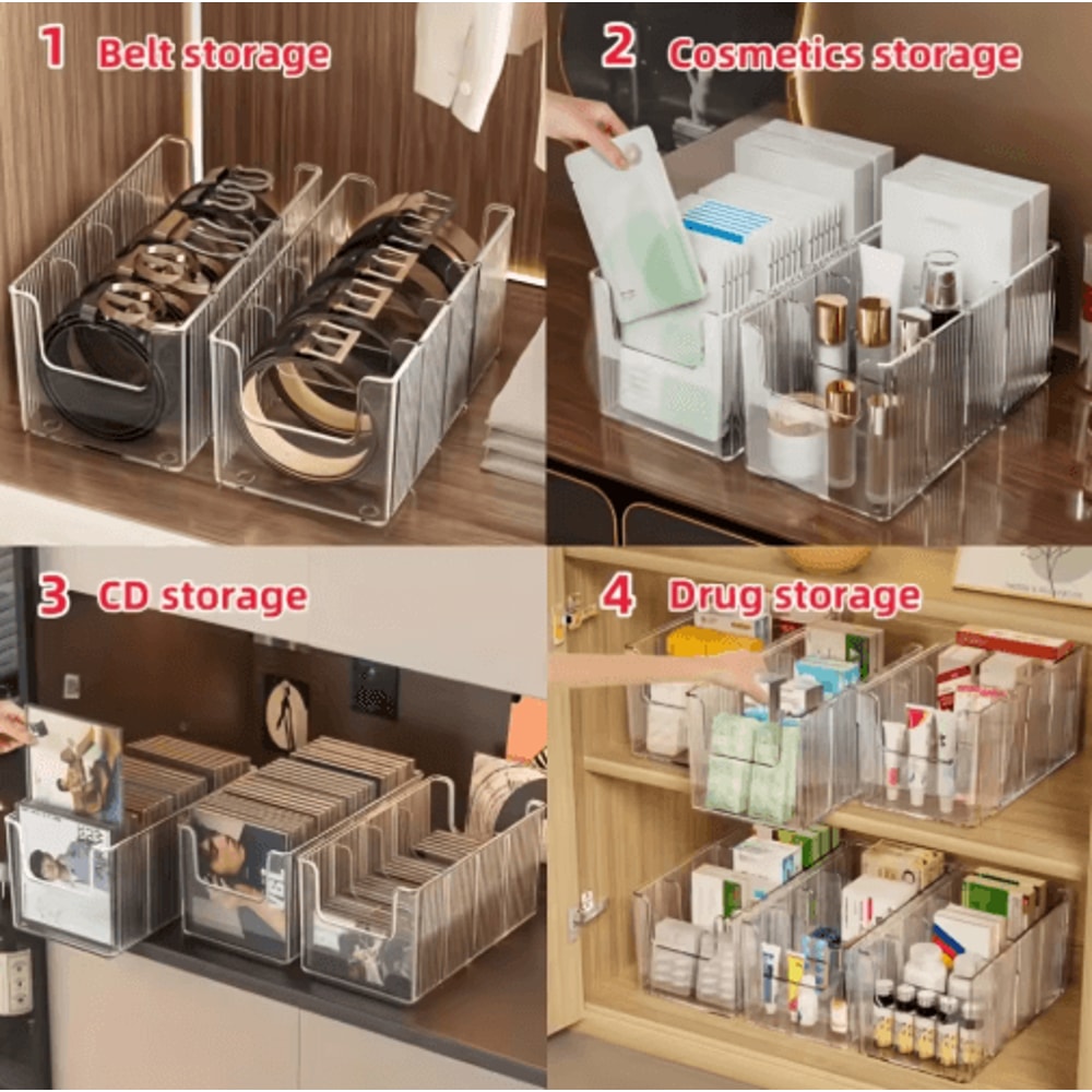 Acrylic Belt Storage Box Large Capacity Divided Organizer 1 To 2 Pc Set 5