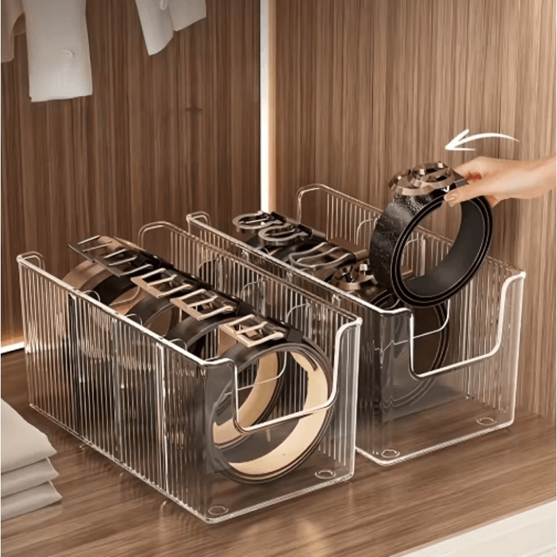 Acrylic Belt Storage Box Large Capacity Divided Organizer 1 To 2 Pc Set 6