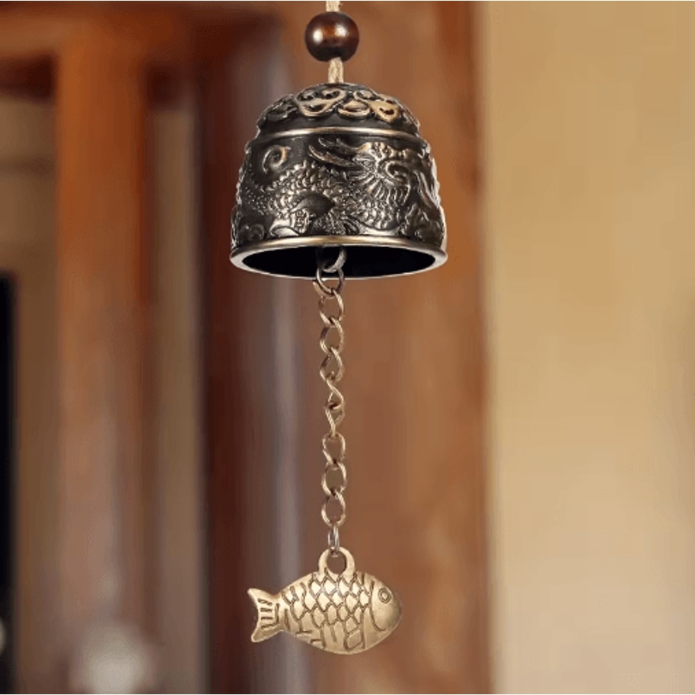 Vintage Dragon Feng Shui Wind Chime Metal Good Luck Hanging Bell For Home And Garden 0