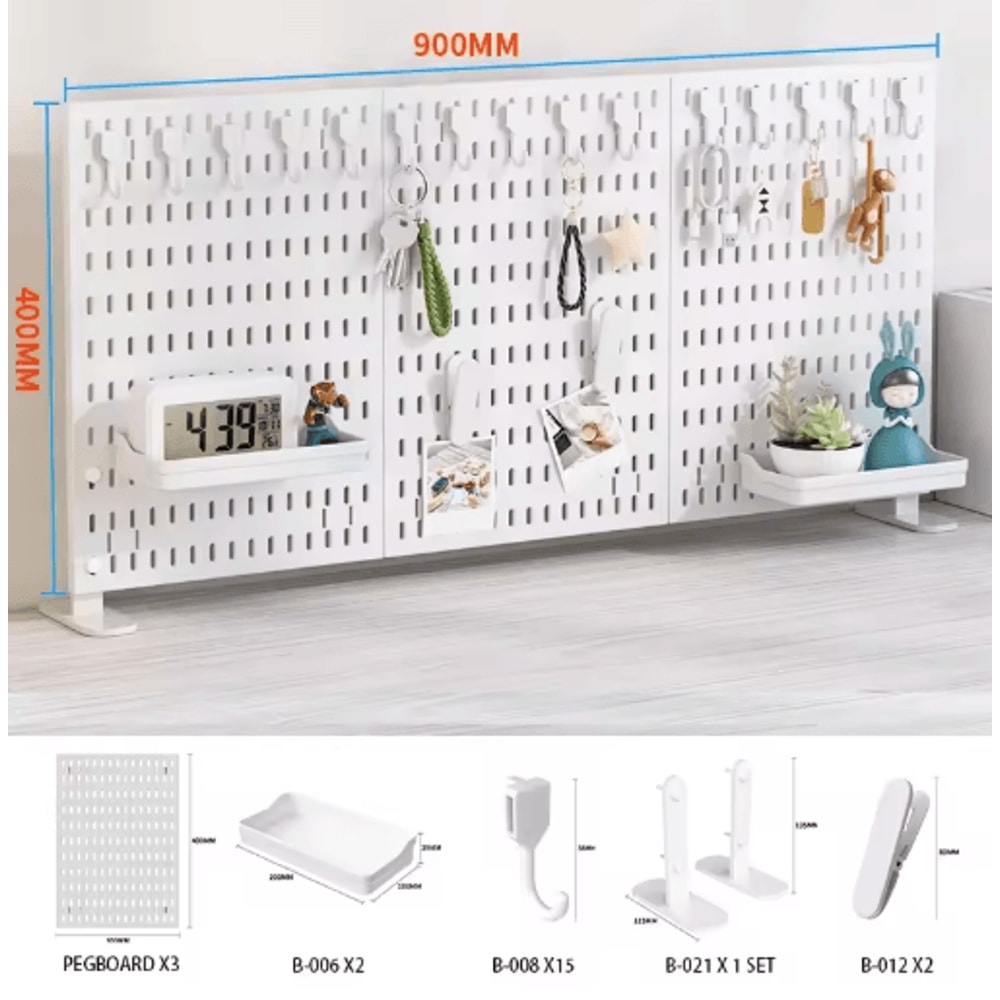 Pegboard Desktop Storage Kit Vertical And Clip Type Display Panels For Home Office 18