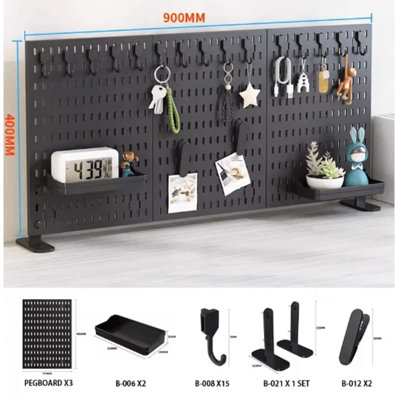 Pegboard Desktop Storage Kit Vertical And Clip Type Display Panels For Home Office 20