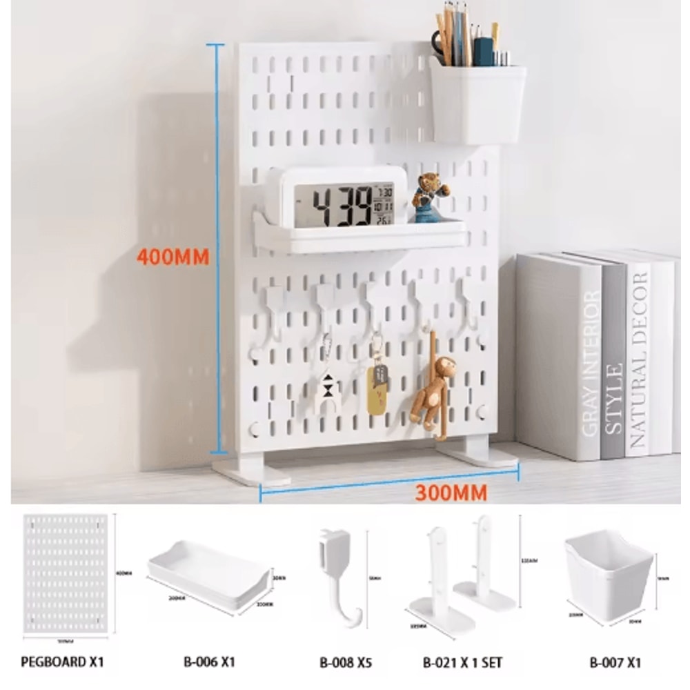 Pegboard Desktop Storage Kit Vertical And Clip Type Display Panels For Home Office 23