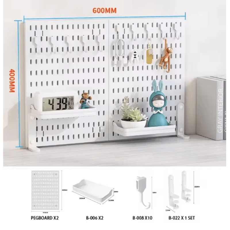 Standing Office Pegboard Storage No Drill Clip On Desktop Rack With DIY Accessories 24
