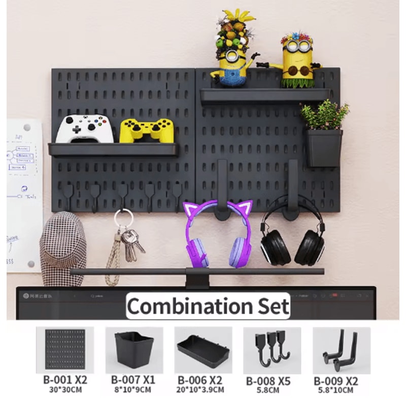 Home Storage Pegboard Gaming Gear Organizer And Figurine Display For Study Gaming Rooms 1