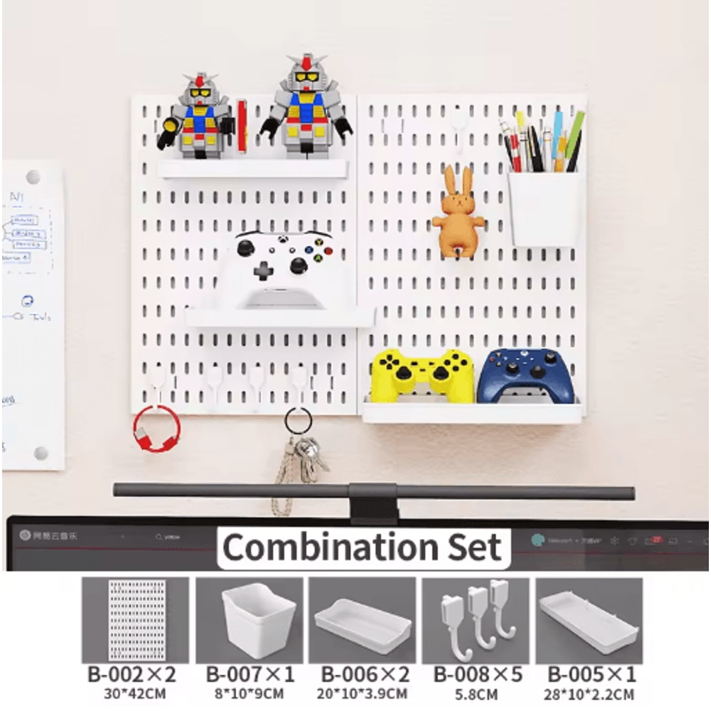 Home Storage Pegboard Gaming Gear Organizer And Figurine Display For Study Gaming Rooms 7