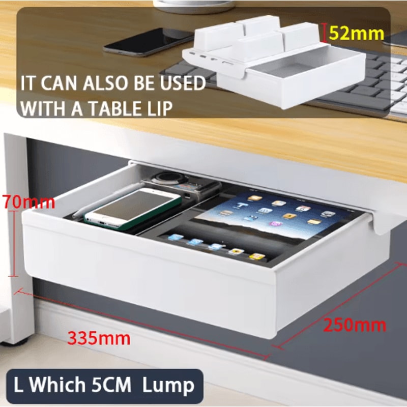 Self Adhesive Under Desk Drawer Drill Free Plastic Storage For Office And Home 5