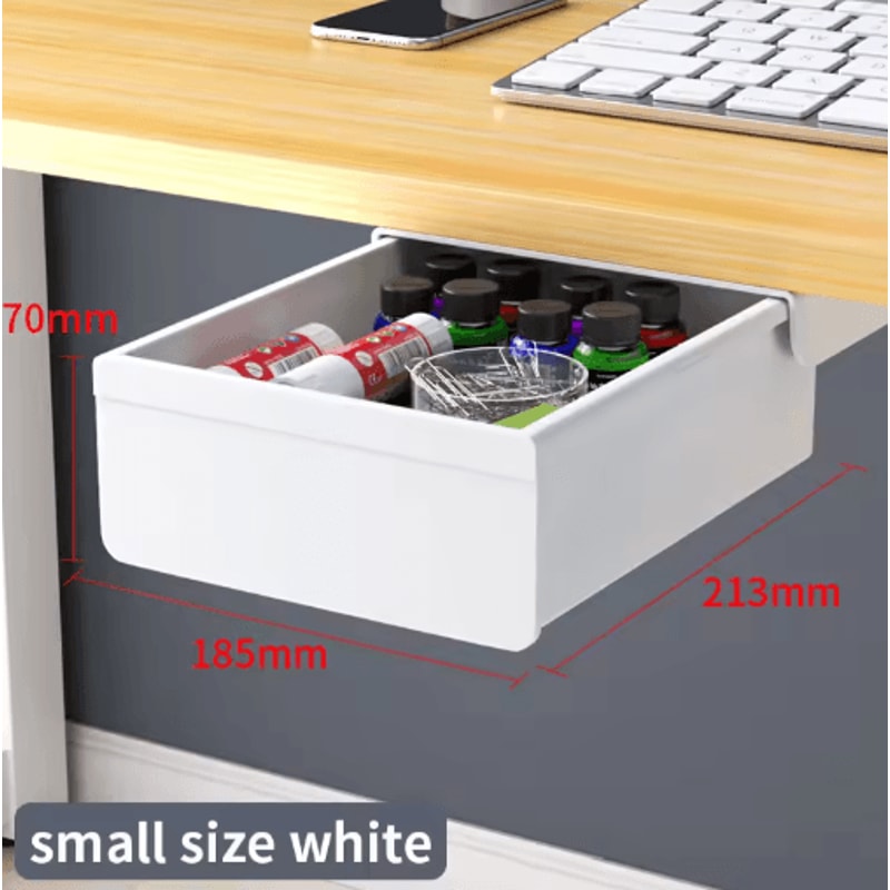 Self Adhesive Under Desk Drawer Drill Free Plastic Storage For Office And Home 7