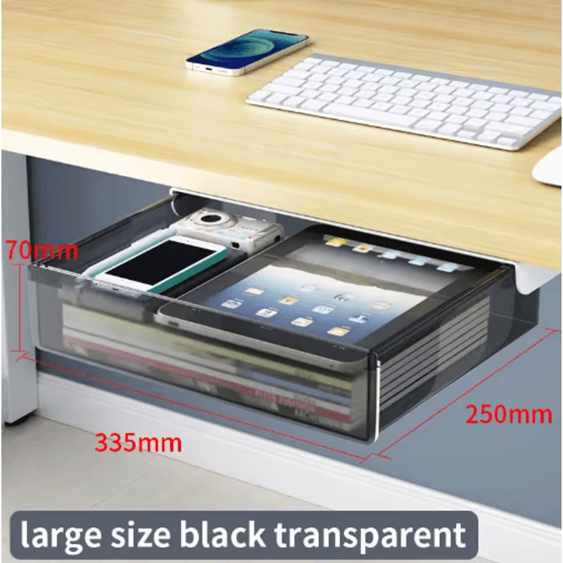 Self Adhesive Under Desk Drawer Drill Free Plastic Storage For Office And Home 12