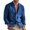 Mens Linen Long Sleeve Shirt Lightweight Stand Collar Casual Breathable Top 3
