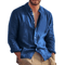 Mens Linen Long Sleeve Shirt Lightweight Stand Collar Casual Breathable Top 3