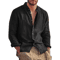 Mens Linen Long Sleeve Shirt Lightweight Stand Collar Casual Breathable Top 6