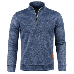 mens half zip pullover sweatshirt long sleeve solid color turtleneck streetwear jacket