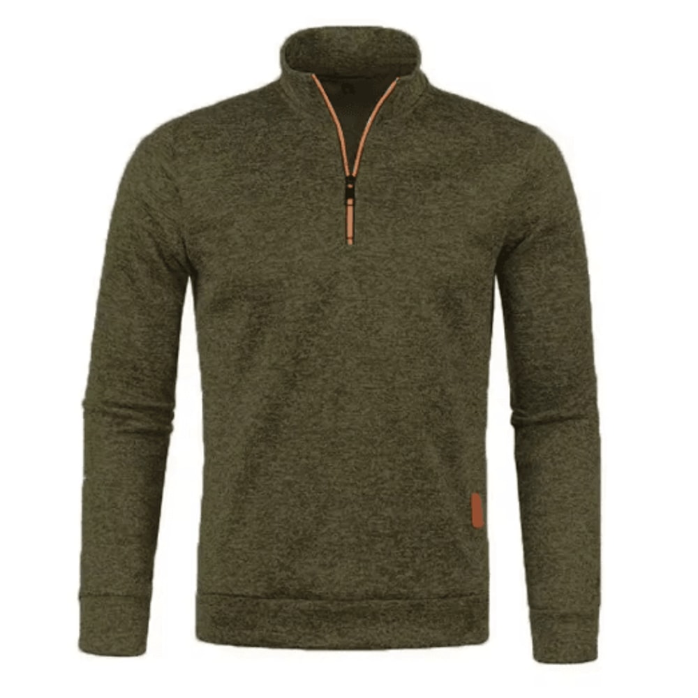 Mens Half Zip Pullover Sweatshirt Long Sleeve Solid Color Turtleneck Streetwear Jacket 7