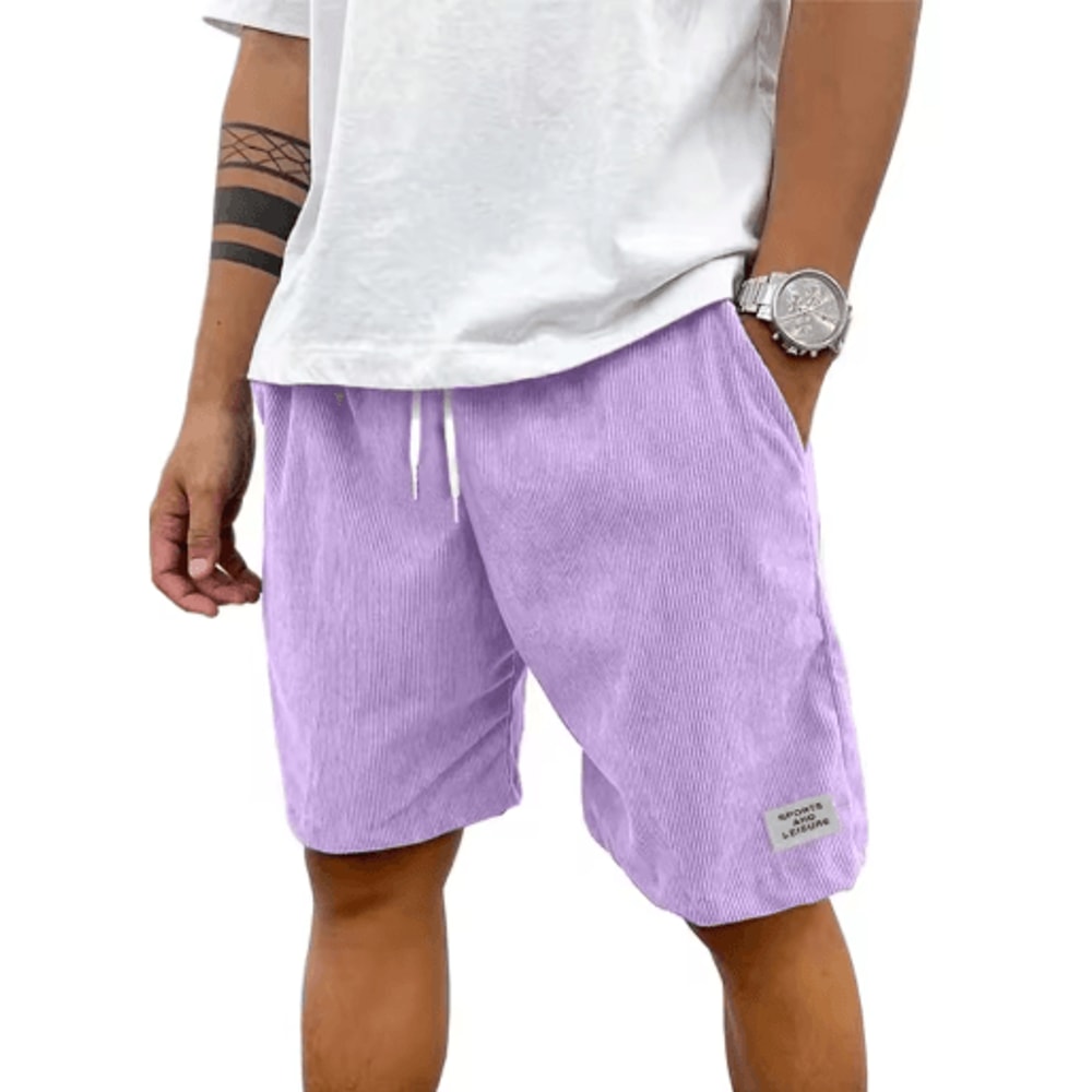 Mens Corduroy Casual Shorts Lightweight Summer Sweat Shorts For Streetwear And Beach 1