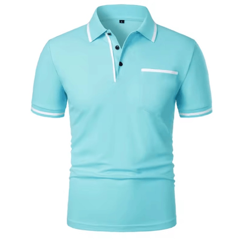 Mens Short Sleeve Polo Shirt Breathable Loose Fit Casual Summer Top With Pocket 2