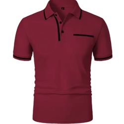 mens short sleeve polo shirt breathable loose fit casual summer top with pocket