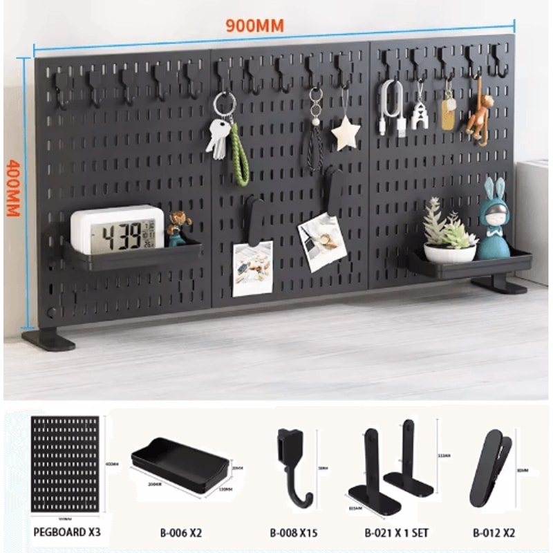 Desktop Pegboard Storage Kit Stand Up Clip On Panels For Home Office And Study Organization 2