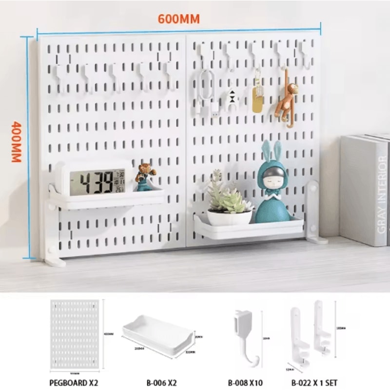 Desktop Pegboard Storage Kit Stand Up Clip On Panels For Home Office And Study Organization 6