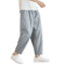Mens Cotton Linen Casual Pants Breathable Loose Straight Leg Drawstring Streetwear Trousers 2