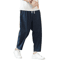 Mens Cotton Linen Casual Pants Breathable Loose Straight Leg Drawstring Streetwear Trousers 3