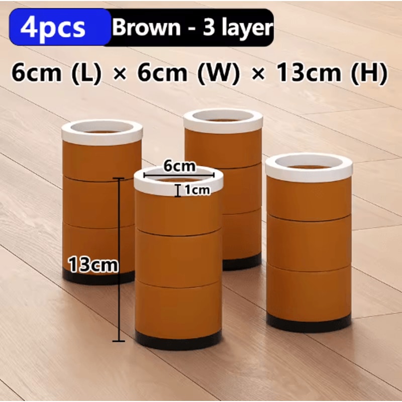 Stackable Furniture Heightening Foot Pads Adjustable Table Cabinet And Bed Leg Risers 4