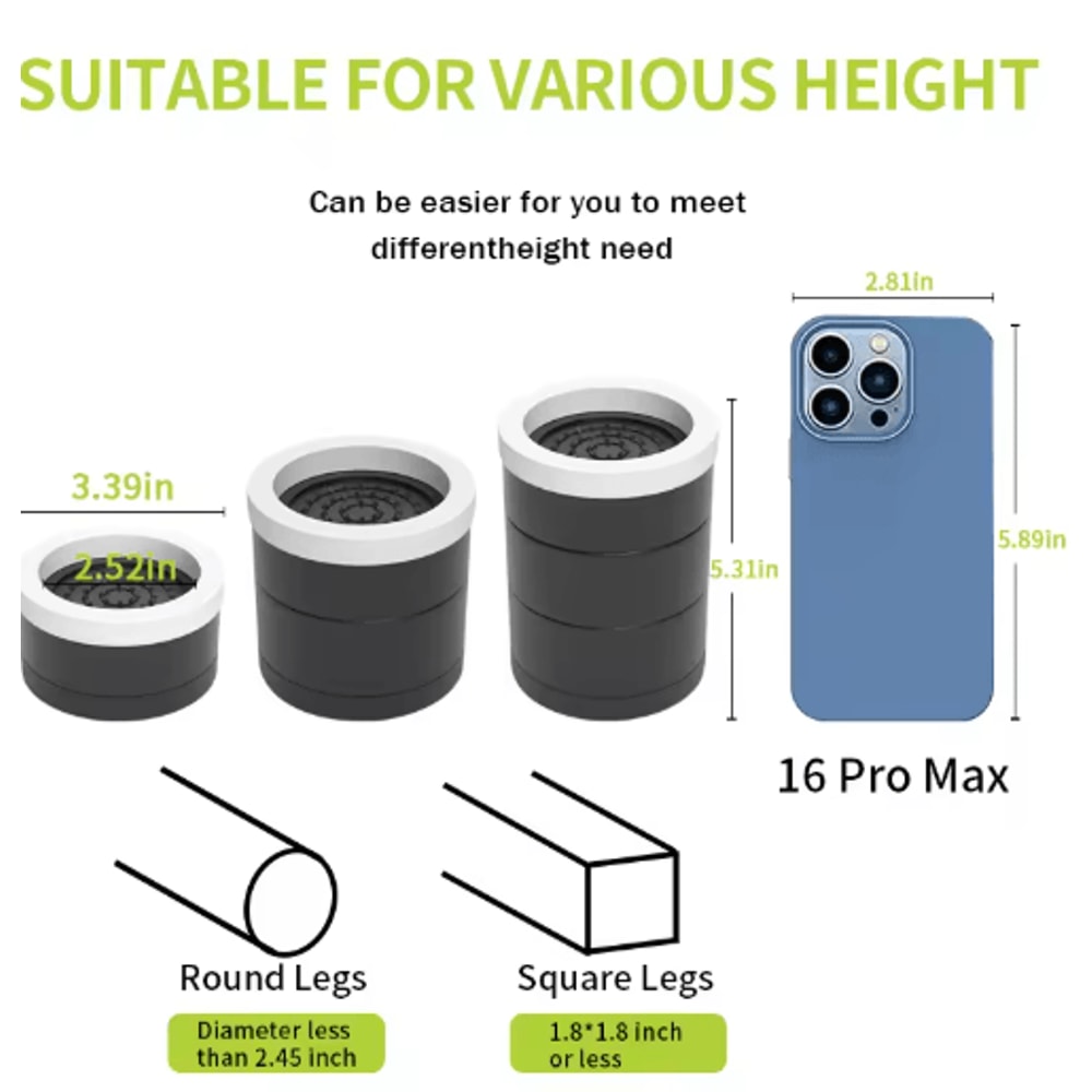 Stackable Furniture Heightening Foot Pads Adjustable Table Cabinet And Bed Leg Risers 14