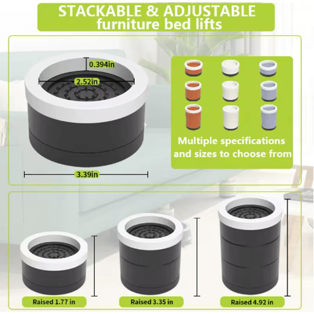 Stackable Furniture Heightening Foot Pads Adjustable Table Cabinet And Bed Leg Risers 0