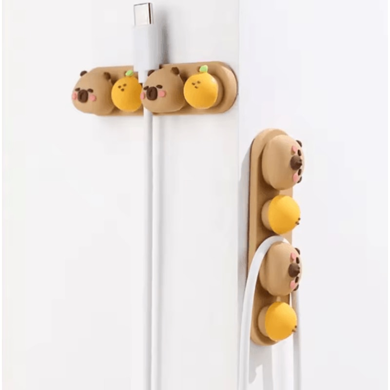 Capybara Desktop Cable Organizer Cute Silicone Punch Free Holder For Charging And Data Cables 14