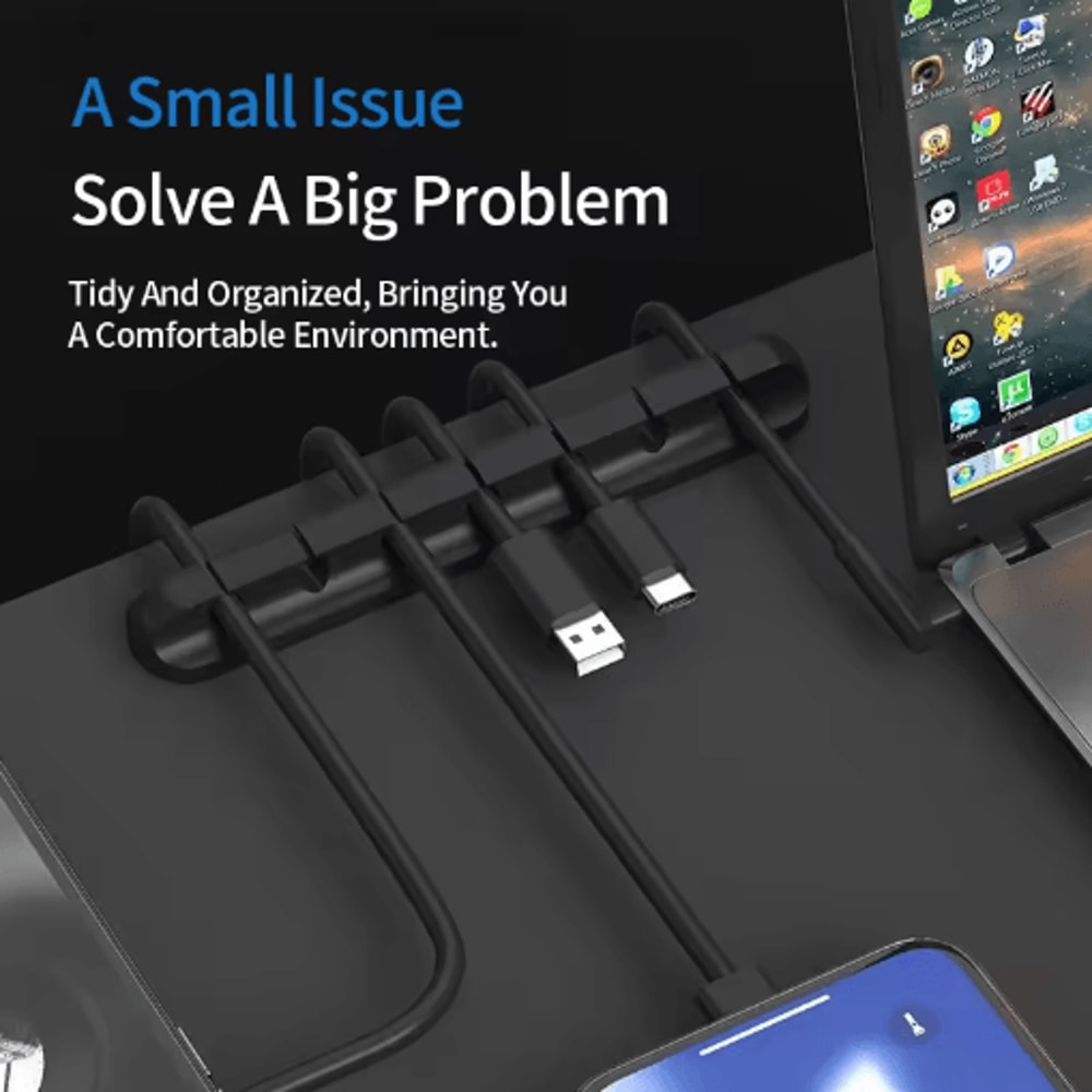 Nail Free Glue Wire Organizer Non Shedding Cable Holder For Home And Office 11