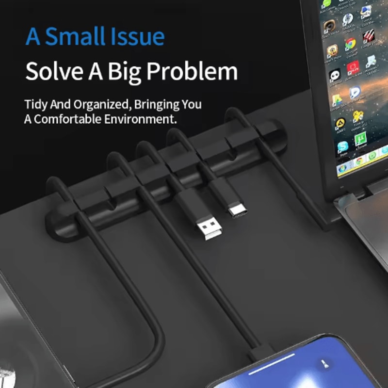 Nail Free Glue Wire Organizer Non Shedding Cable Holder For Home And Office 11