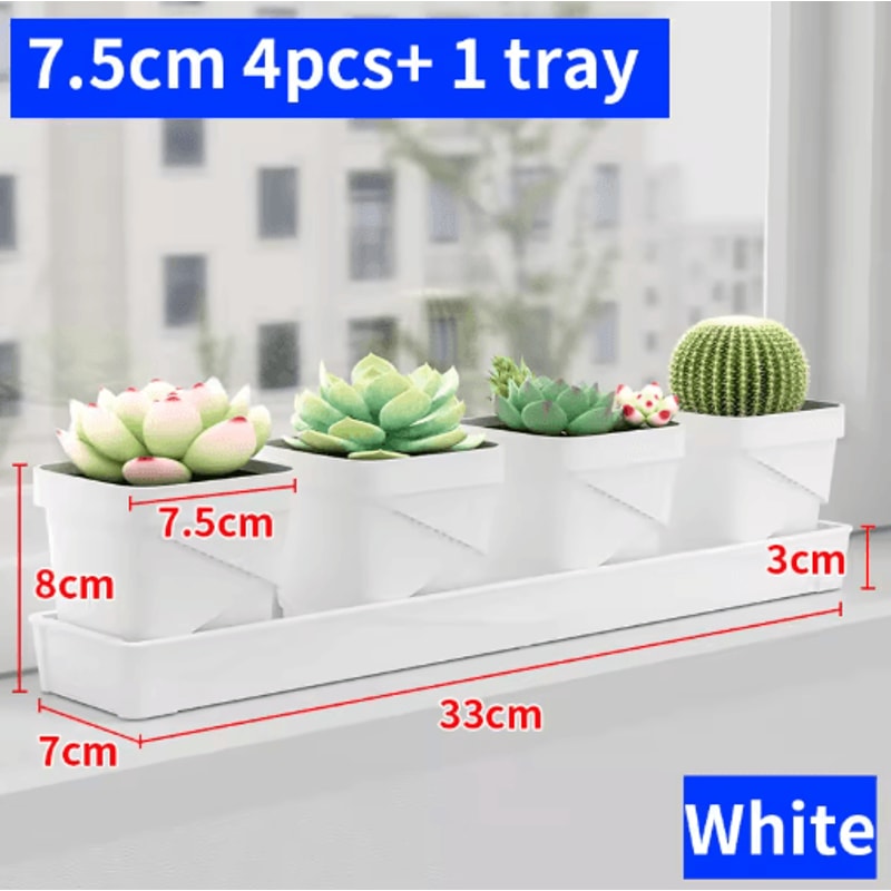 Square Ventilated Plastic Flower Pot Succulent Planter With Thick Drainage Tray 1
