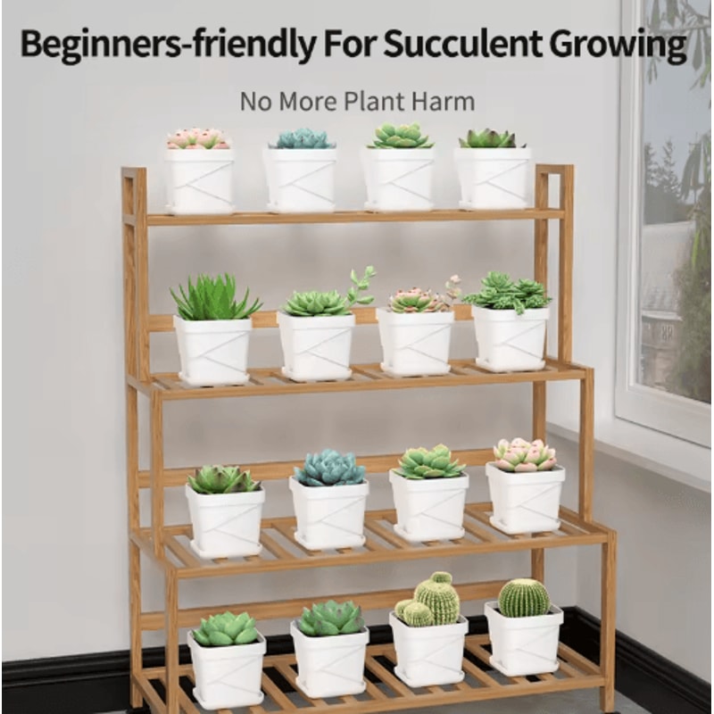 Square Ventilated Plastic Flower Pot Succulent Planter With Thick Drainage Tray 12