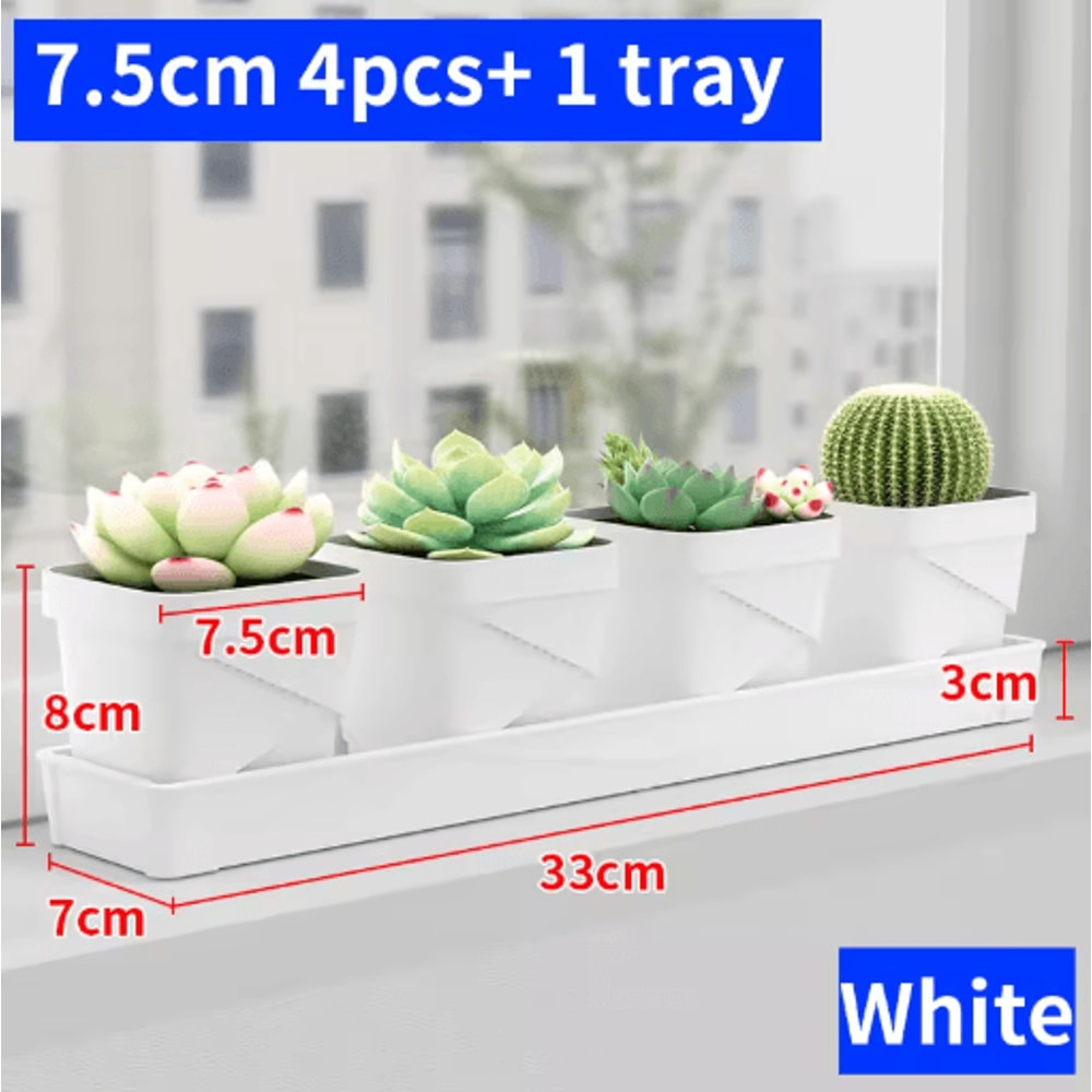 Square Ventilated Plastic Flower Pot Succulent Planter With Thick Drainage Tray 2