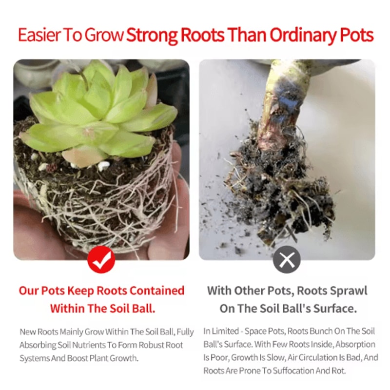 Square Ventilated Plastic Flower Pot Succulent Planter With Thick Drainage Tray 14