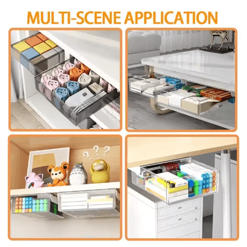 Under Desk Drill Free Storage Drawer Hidden Office Organizer For Desktop Accessories 16