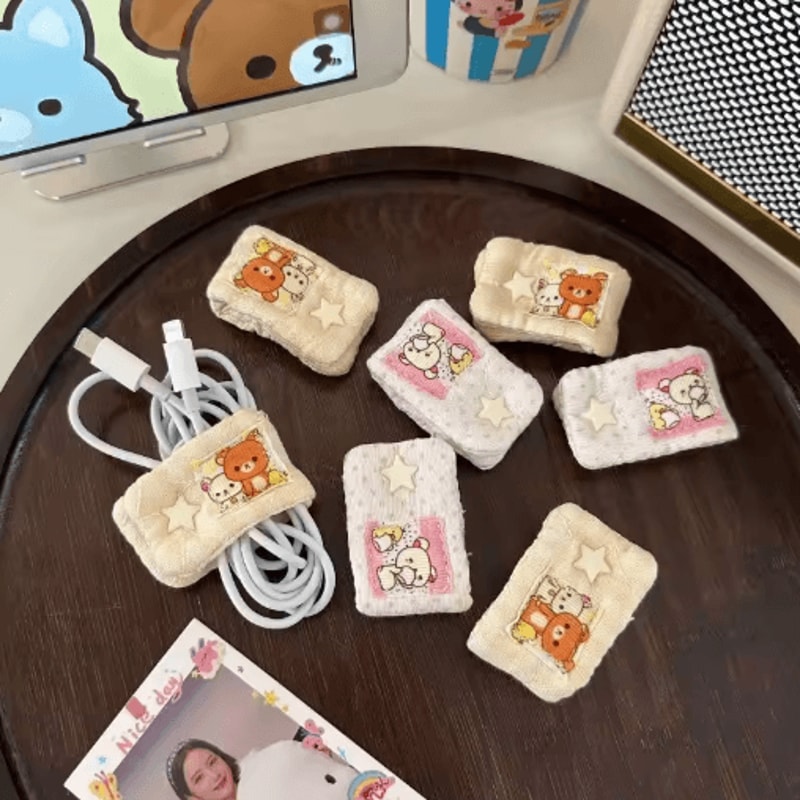 Cartoon Rilakkuma Mashumaro Cable Organizer Portable Data Cable Storage And Fixing Tool 6