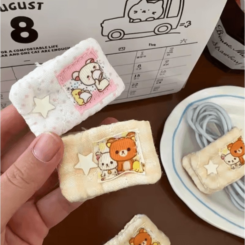Cartoon Rilakkuma Mashumaro Cable Organizer Portable Data Cable Storage And Fixing Tool 0