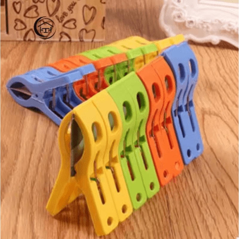 8PCS Large Plastic Hanger Clips Windproof Heavy Duty Towel And Clothes Pegs 5