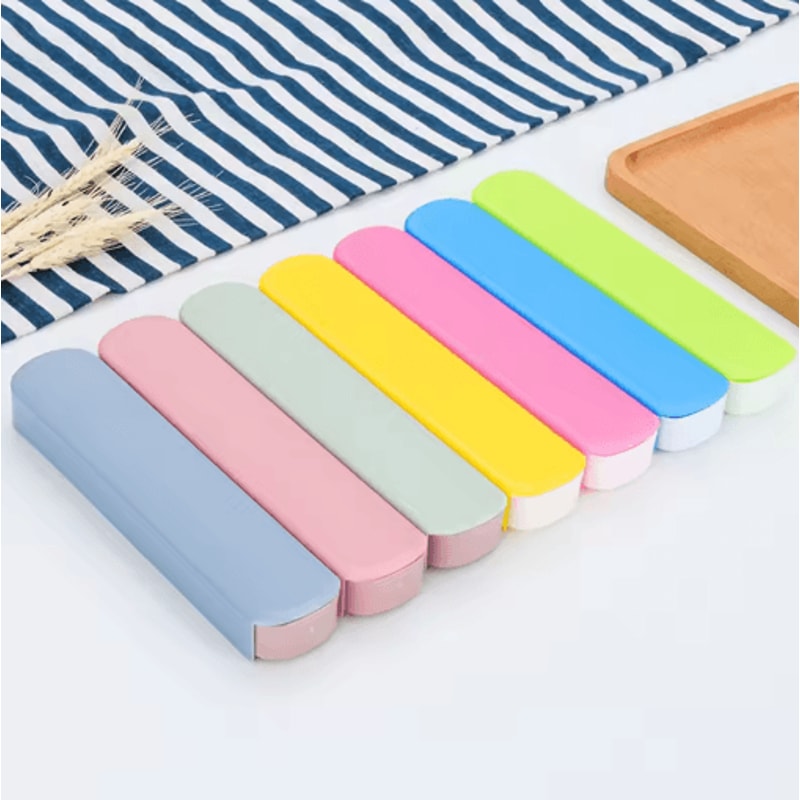 Portable Cutlery And Straw Storage Box Wheat Plastic Travel Case For Chopsticks Forks And Spoons 10