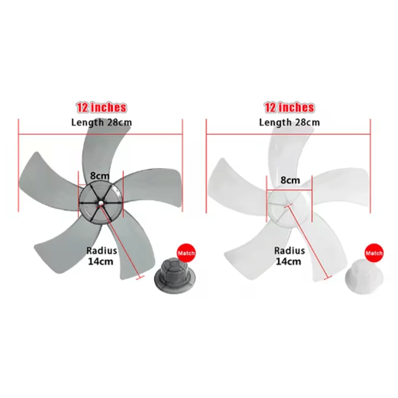 12 Inch Plastic Fan Blade Five Leaf Replacement With Nut Cover For Pedestal And Table Fans 4