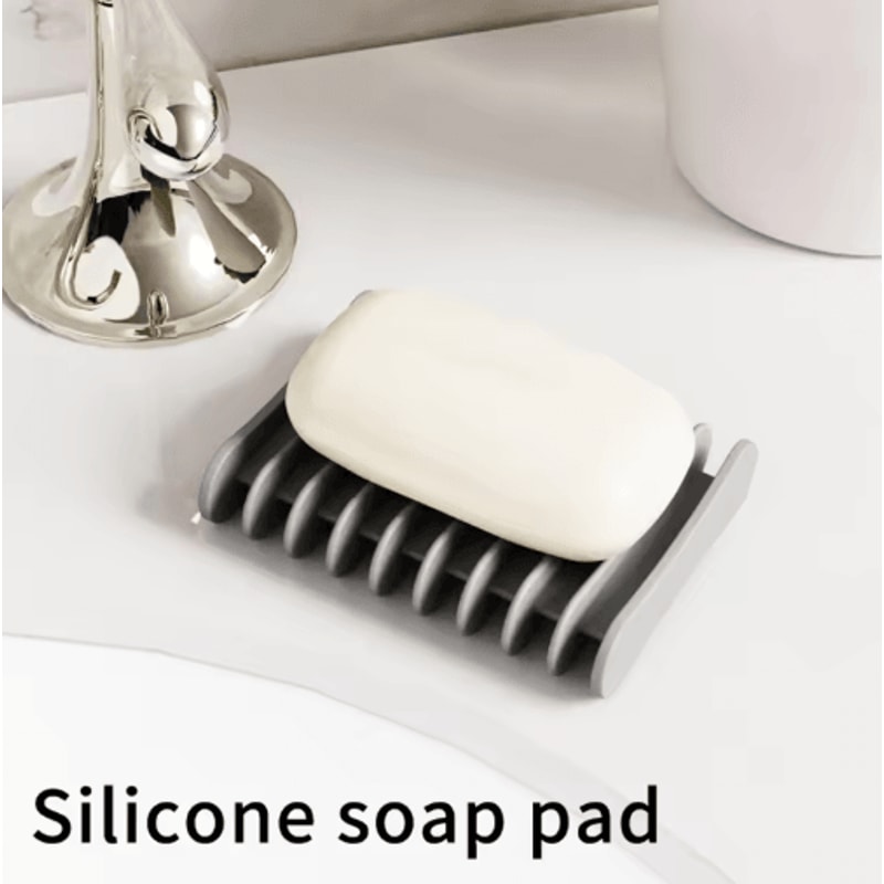 Premium Silicone Self Draining Soap Dish Compact Easy To Clean Soap Holder 6