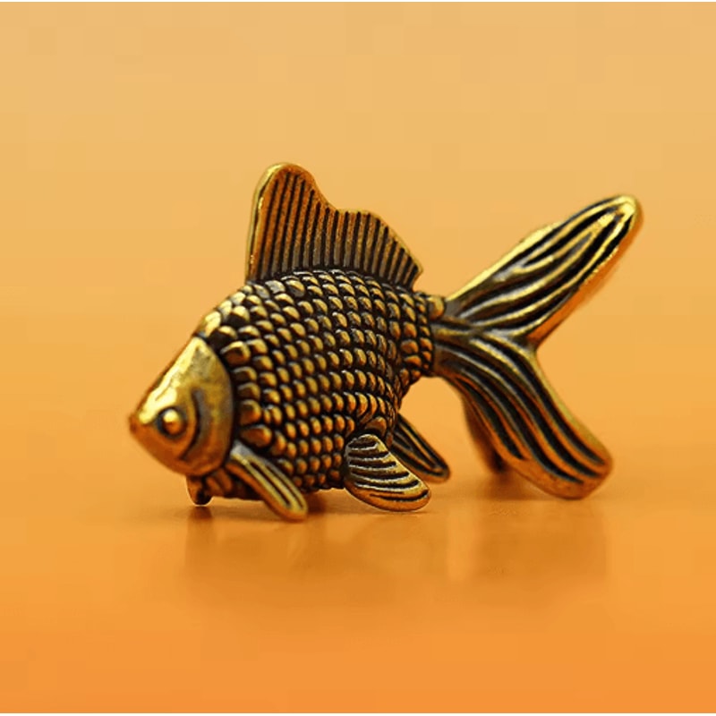 Retro Brass Goldfish Figurine Lucky Animal Statue Desk Ornament And Tea Pet 3