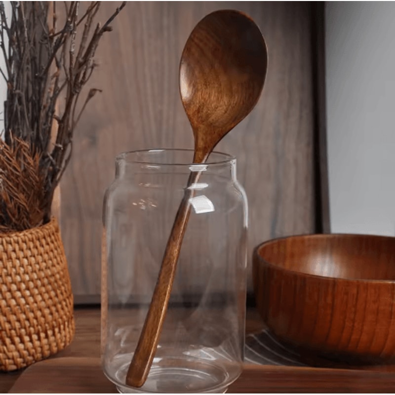 Wooden Soup Spoon Eco Friendly Natural Ellipse Ladle For Cooking And Dining 1