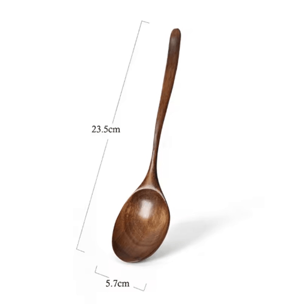 Wooden Soup Spoon Eco Friendly Natural Ellipse Ladle For Cooking And Dining 3