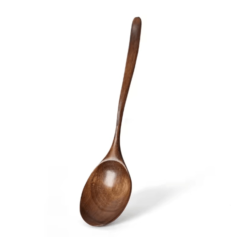 Wooden Soup Spoon Eco Friendly Natural Ellipse Ladle For Cooking And Dining 4