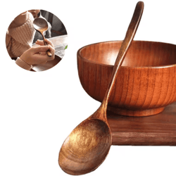 wooden soup spoon eco friendly natural ellipse ladle for cooking and dining