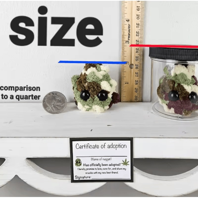 Little Weed Nugget Plush In A Jar Handmade Stuffed Toy Home Decor 1